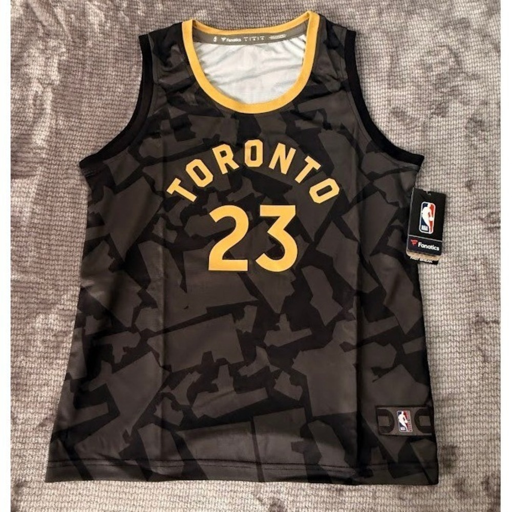 Fanatics Toronto Raptors Fred VanVleet Fast Break Jersey Black Gold Camo Boys L.